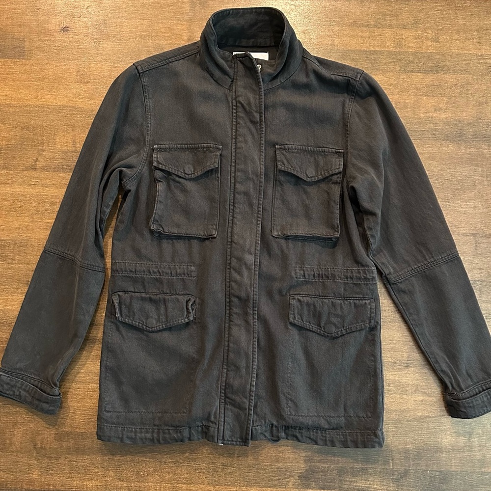 ARITZIA Community Cinched Waist Cotton Utility Jacket, Washed Black